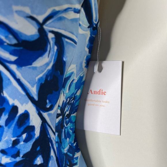 Andie The Baia Pullover One Piece Swimsuit Floral Blue Womens XS NEW - Picture 5 of 6